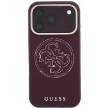Husa Guess Perforated 4G Gold Logo cu MagSafe compatibila cu iPhone 18 Pro / 17 Pro, Burgundy