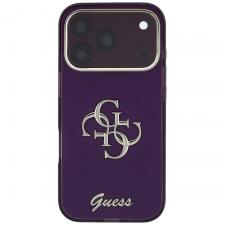 Huse si carcase iPhone 18 Pro, Husa Guess IML 4G Script Metal compatibila cu iPhone 18 Pro / 17 Pro, Burgundy, lerato.ro