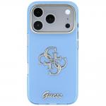 Husa Guess IML 4G Script Metal compatibila cu iPhone 18 Pro / 17 Pro, Albastru 2 - lerato.ro