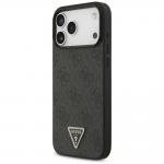 Husa Guess Leather 4G Triangle Stras cu MagSafe compatibila cu iPhone 17 Pro Max / 18 Pro Max, Negru 3 - lerato.ro