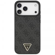 Huse si carcase iPhone 18 Pro Max, Husa Guess Leather 4G Triangle Stras cu MagSafe compatibila cu iPhone 17 Pro Max / 18 Pro Max, Negru, lerato.ro