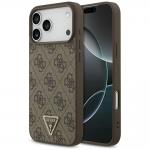 Husa Guess Leather 4G Triangle Stras cu MagSafe compatibila cu iPhone 17 Pro Max / 18 Pro Max, Maro 4 - lerato.ro