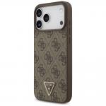 Husa Guess Leather 4G Triangle Stras cu MagSafe compatibila cu iPhone 17 Pro Max / 18 Pro Max, Maro 3 - lerato.ro