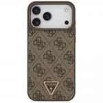 Husa Guess Leather 4G Triangle Stras cu MagSafe compatibila cu iPhone 17 Pro Max / 18 Pro Max, Maro 2 - lerato.ro