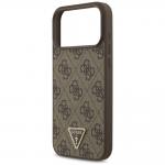 Husa Guess Leather 4G Triangle Stras cu MagSafe compatibila cu iPhone 17 Pro Max / 18 Pro Max, Maro 7 - lerato.ro