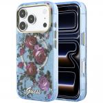 Husa Guess IML Glitter Blossom Roses cu MagSafe compatibila cu iPhone 17 Pro / 18 Pro, Albastru 4 - lerato.ro