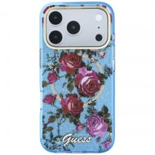 Huse si carcase iPhone 18 Pro, Husa Guess IML Glitter Blossom Roses cu MagSafe compatibila cu iPhone 17 Pro / 18 Pro, Albastru, lerato.ro