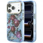Husa Guess IML Glitter Blossom Roses cu MagSafe compatibila cu iPhone 17 Pro Max / 18 Pro Max, Albastru 4 - lerato.ro