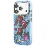Husa Guess IML Glitter Blossom Roses cu MagSafe compatibila cu iPhone 17 Pro Max / 18 Pro Max, Albastru 3 - lerato.ro