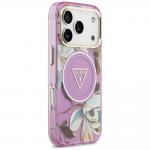 Husa Guess IML Glitter Flowers Triangle cu MagSafe compatibila cu iPhone 18 Pro / 17 Pro, Violet 5 - lerato.ro