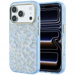 Husa Guess IML Leopard Glitter Triangle Logo cu MagSafe compatibila cu iPhone 18 Pro / 17 Pro, Albastru 4 - lerato.ro