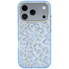 Huse si carcase iPhone 18 Pro, Husa Guess IML Leopard Glitter Triangle Logo cu MagSafe compatibila cu iPhone 18 Pro / 17 Pro, Albastru, lerato.ro