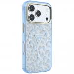 Husa Guess IML Leopard Glitter Triangle Logo cu MagSafe compatibila cu iPhone 18 Pro / 17 Pro, Albastru 5 - lerato.ro