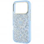 Husa Guess IML Leopard Glitter Triangle Logo cu MagSafe compatibila cu iPhone 18 Pro / 17 Pro, Albastru 7 - lerato.ro
