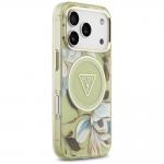 Husa Guess IML Glitter Flowers Triangle cu MagSafe compatibila cu iPhone 18 Pro / 17 Pro, Verde 5 - lerato.ro