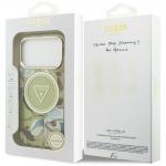 Husa Guess IML Glitter Flowers Triangle cu MagSafe compatibila cu iPhone 18 Pro / 17 Pro, Verde 9 - lerato.ro