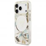 Husa Guess IML Glitter Flowers Triangle cu MagSafe compatibila cu iPhone 18 Pro / 17 Pro, Alb 3 - lerato.ro