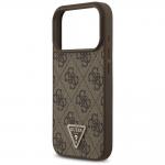 Husa Guess Leather 4G Triangle Strass cu MagSafe compatibila cu iPhone 18 Pro / 17 Pro, Maro 7 - lerato.ro