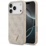 Husa Guess Leather 4G Triangle Strass cu MagSafe compatibila cu iPhone 18 Pro / 17 Pro, Roz 4 - lerato.ro