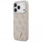 Husa Guess Leather 4G Triangle Strass cu MagSafe compatibila cu iPhone 18 Pro / 17 Pro, Roz 3 - lerato.ro