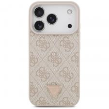 Huse si carcase iPhone 18 Pro, Husa Guess Leather 4G Triangle Strass cu MagSafe compatibila cu iPhone 18 Pro / 17 Pro, Roz, lerato.ro