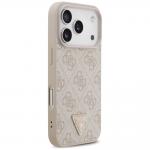 Husa Guess Leather 4G Triangle Strass cu MagSafe compatibila cu iPhone 18 Pro / 17 Pro, Roz 5 - lerato.ro