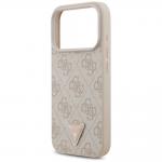 Husa Guess Leather 4G Triangle Strass cu MagSafe compatibila cu iPhone 18 Pro / 17 Pro, Roz 7 - lerato.ro