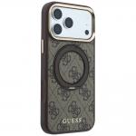 Husa Guess Ring Stand 360 4G Classic Logo cu MagSafe compatibila cu iPhone 18 Pro / 17 Pro, Maro 5 - lerato.ro