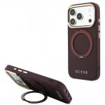 Husa Guess Ring Stand 360 Grained Classic Logo cu MagSafe compatibila cu iPhone 18 Pro Max / 17 Pro Max, Burgundy 4 - lerato.ro
