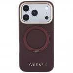 Husa Guess Ring Stand 360 Grained Classic Logo cu MagSafe compatibila cu iPhone 18 Pro Max / 17 Pro Max, Burgundy 2 - lerato.ro