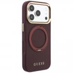 Husa Guess Ring Stand 360 Grained Classic Logo cu MagSafe compatibila cu iPhone 18 Pro Max / 17 Pro Max, Burgundy 5 - lerato.ro