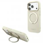 Husa Guess Ring Stand 360 Grained Classic Logo cu MagSafe compatibila cu iPhone 18 Pro Max / 17 Pro Max, Bej 4 - lerato.ro
