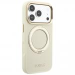 Husa Guess Ring Stand 360 Grained Classic Logo cu MagSafe compatibila cu iPhone 18 Pro Max / 17 Pro Max, Bej 5 - lerato.ro