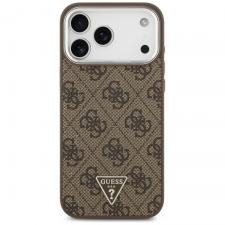 Huse si carcase iPhone 18 Pro Max, Husa Guess 4G Triangle Logo cu MagSafe compatibila cu iPhone 18 Pro Max / 17 Pro Max, Brown / Silver, lerato.ro
