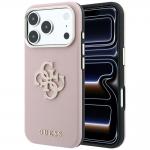 Husa Guess Grained Big Resin Logo compatibila cu iPhone 18 Pro / 17 Pro, Roz 4 - lerato.ro