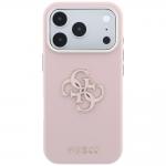 Husa Guess Grained Big Resin Logo compatibila cu iPhone 18 Pro / 17 Pro, Roz 2 - lerato.ro