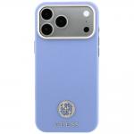 Husa Guess Grained Round Strass Logo cu MagSafe compatibila cu iPhone 18 Pro Max / 17 Pro Max, Albastru 2 - lerato.ro