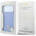 Husa Guess Grained Round Strass Logo cu MagSafe compatibila cu iPhone 18 Pro Max / 17 Pro Max, Albastru 9 - lerato.ro