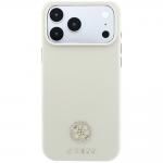 Husa Guess Round Strass Logo cu MagSafe compatibila cu iPhone 18 Pro / 17 Pro, Bej 2 - lerato.ro
