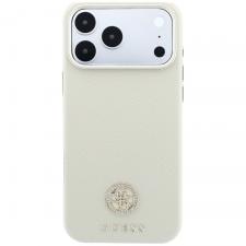Huse si carcase iPhone 18 Pro, Husa Guess Round Strass Logo cu MagSafe compatibila cu iPhone 18 Pro / 17 Pro, Bej, lerato.ro