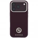 Husa Guess Grained Round Strass Logo cu MagSafe compatibila cu iPhone 18 Pro Max / 17 Pro Max, Burgundy 2 - lerato.ro