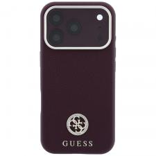 Huse si carcase iPhone 18 Pro Max, Husa Guess Grained Round Strass Logo cu MagSafe compatibila cu iPhone 18 Pro Max / 17 Pro Max, Burgundy, lerato.ro