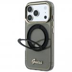 Husa Guess IML Ring Stand 360 Script Metal Logo cu MagSafe compatibila cu iPhone 18 Pro / 17 Pro, Negru 3 - lerato.ro