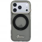 Husa Guess IML Ring Stand 360 Script Metal Logo cu MagSafe compatibila cu iPhone 18 Pro / 17 Pro, Negru 2 - lerato.ro