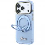Husa Guess IML Ring Stand 360 Script Metal Logo cu MagSafe compatibila cu iPhone 18 Pro / 17 Pro, Albastru 3 - lerato.ro