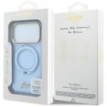 Husa Guess IML Ring Stand 360 Script Metal Logo cu MagSafe compatibila cu iPhone 18 Pro / 17 Pro, Albastru 9 - lerato.ro