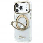 Husa Guess IML Ring Stand 360 Script Metal Logo cu MagSafe compatibila cu iPhone 18 Pro / 17 Pro, Transparent 3 - lerato.ro