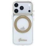 Husa Guess IML Ring Stand 360 Script Metal Logo cu MagSafe compatibila cu iPhone 18 Pro / 17 Pro, Transparent 2 - lerato.ro