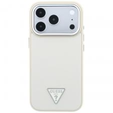 Huse si carcase iPhone 18 Pro Max, Husa Guess Grained Triangle Logo cu MagSafe compatibila cu iPhone 18 Pro Max / 17 Pro Max, Bej, lerato.ro