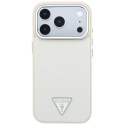 Husa Guess Grained Triangle Logo cu MagSafe compatibila cu iPhone 18 Pro Max / 17 Pro Max, Bej